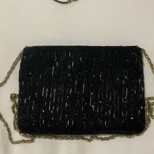 Women’s 70s black bugle beaded evening bag